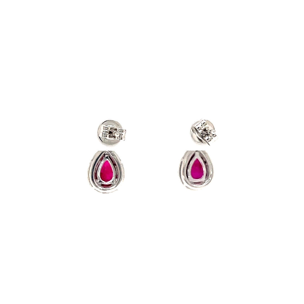 Thumbnail: Diamond Halo Pear Shaped Ruby Drop Earrings