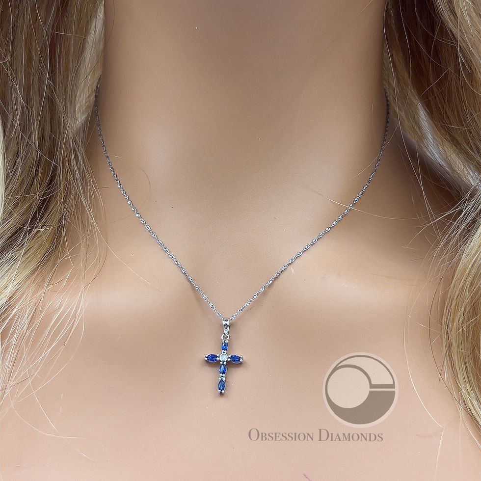 Thumbnail: Blue Sapphire Cross Pendant