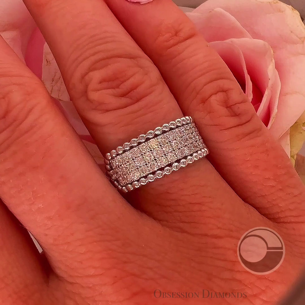 Thumbnail: Gold Beaded Multi Row Diamond Fashion Ring