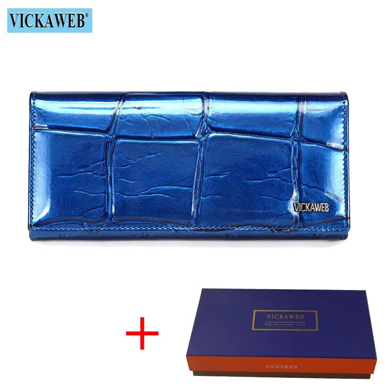 Thumbnail: Genuine Leather Women's Long Wallet Magnetic Closure Coin Purse