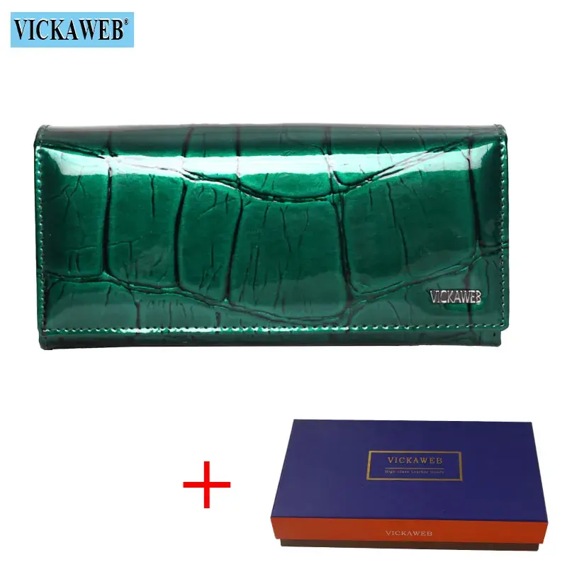 Thumbnail: Genuine Leather Women's Long Wallet Magnetic Closure Coin Purse