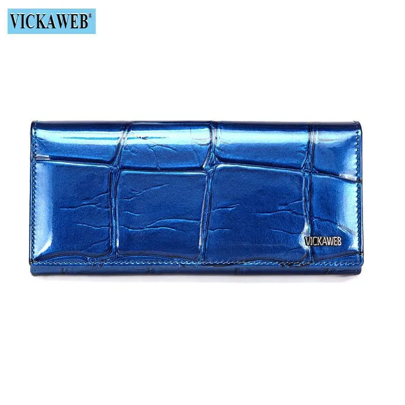 Thumbnail: Genuine Leather Women's Long Wallet Magnetic Closure Coin Purse