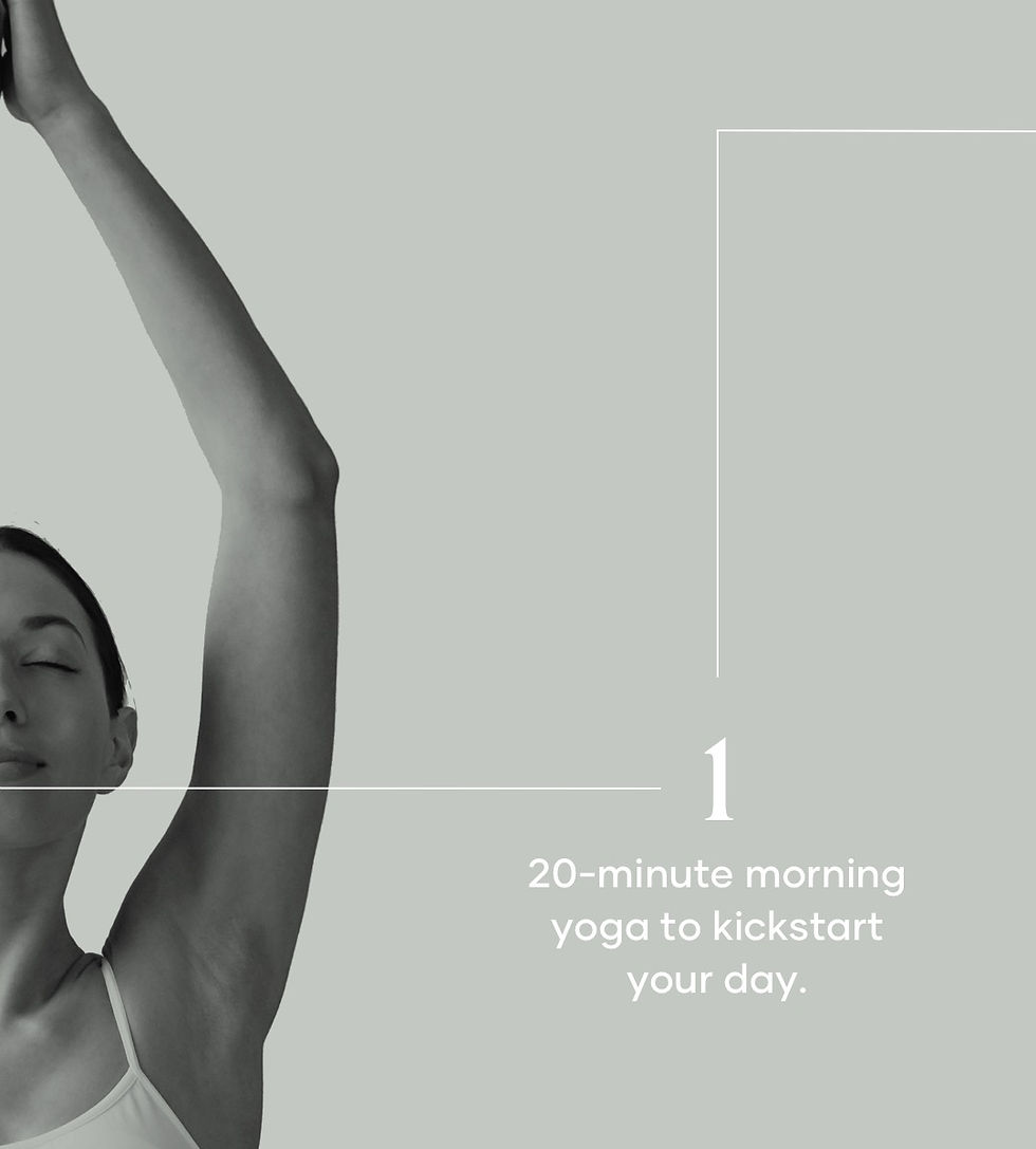 woman doing you- text saying to do 20 minutes of morning yoga to kickstart your day