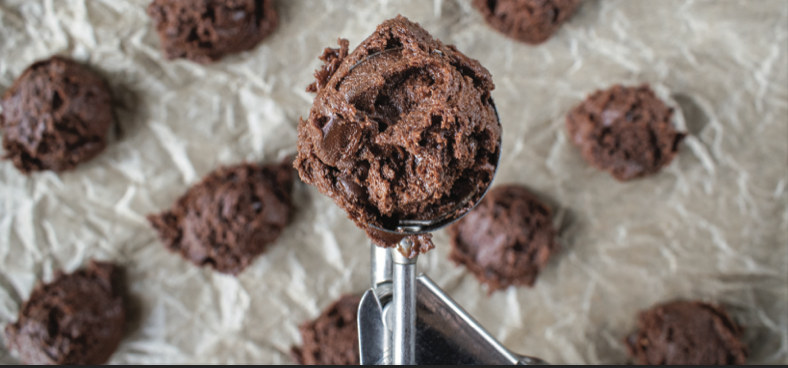 delicious chocolate protein balls being made