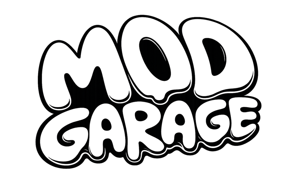 Mod Garage logo in stylized bubble letters