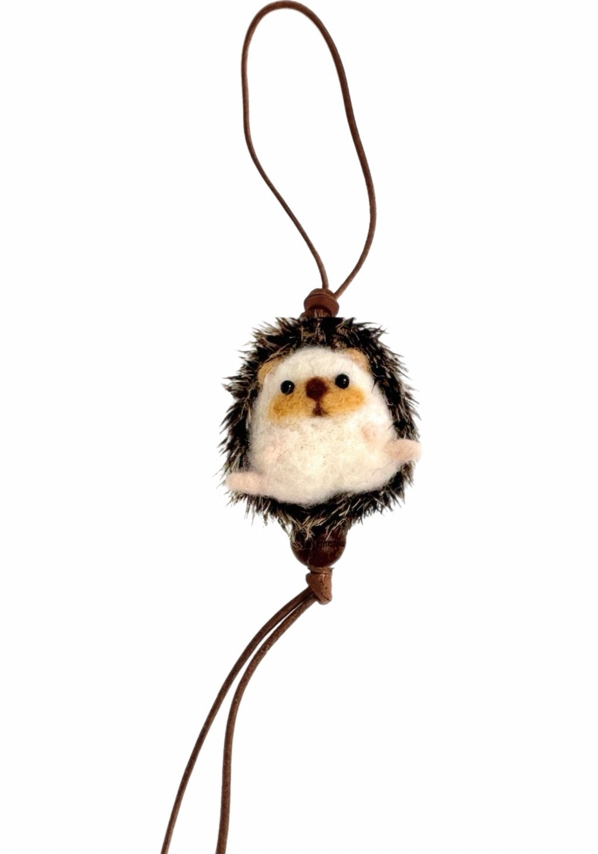 “Harry” Needle-Felted Hedgehog Bag Charm | Handmade with Ceramic Beads