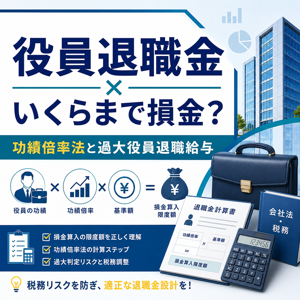 役員退職金の損金算入限度額、功績倍率法と過大役員退職給与