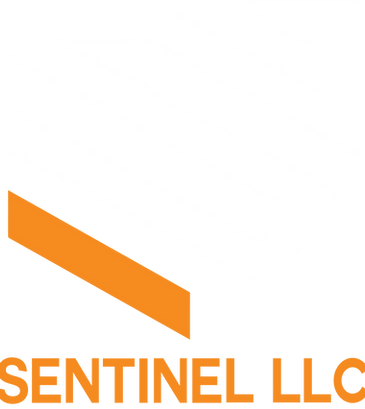 Orange and White shield logo with the name SENTINEL LLC written in Orange below it.