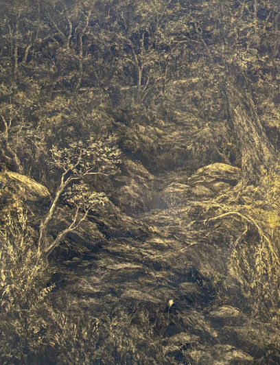 paysage or et noir peinture