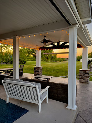 Custom cut bistro lighting on a Western New York home