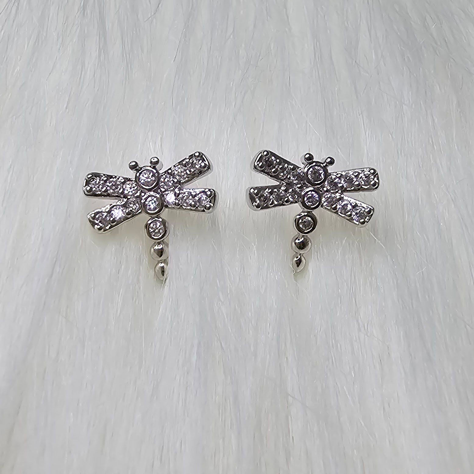 Topos de Libelula plateado con brillantes