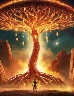 tree of life being set on fire by aliens