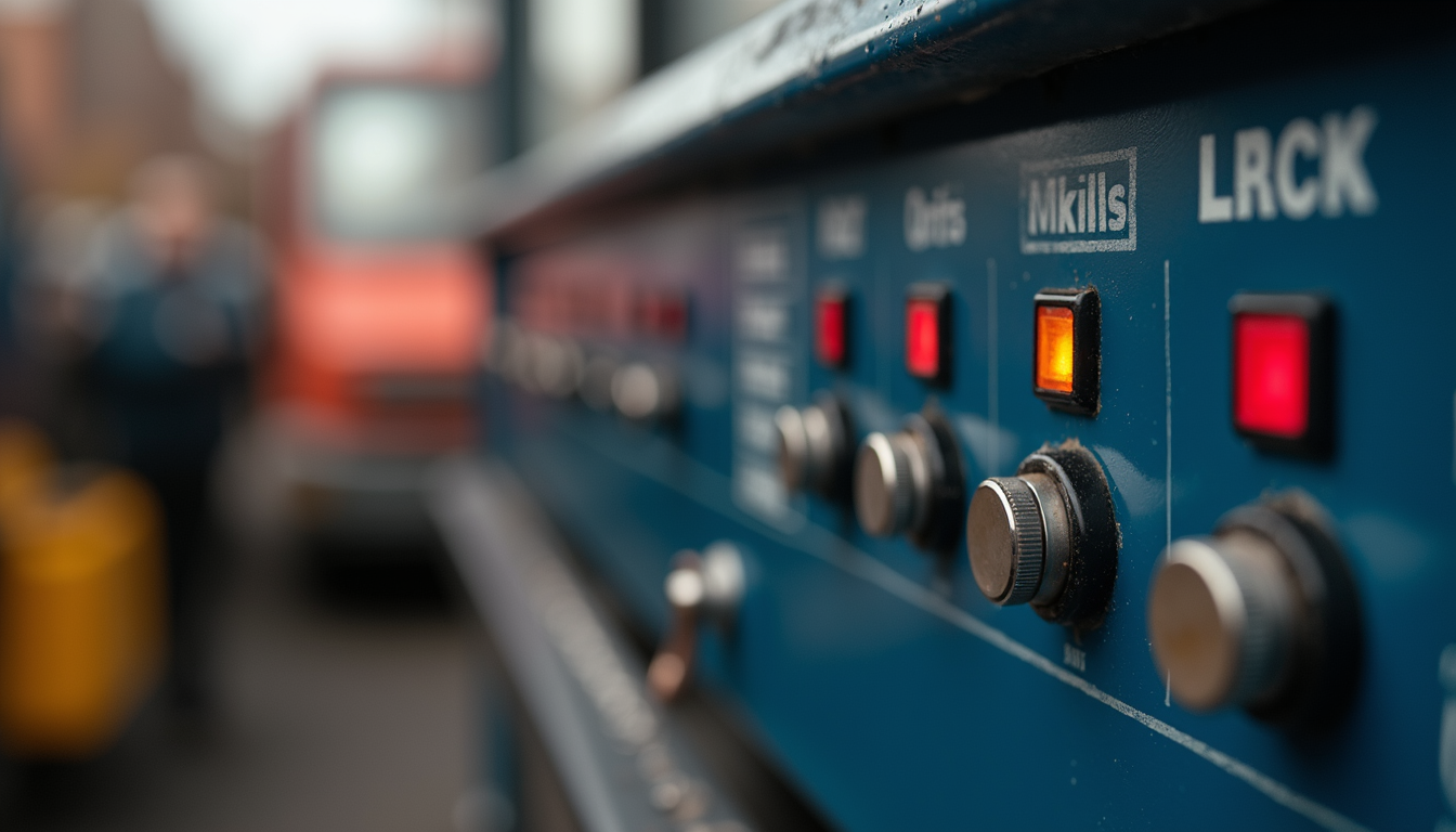 Eye-level view of an electric towing jack control panel with buttons