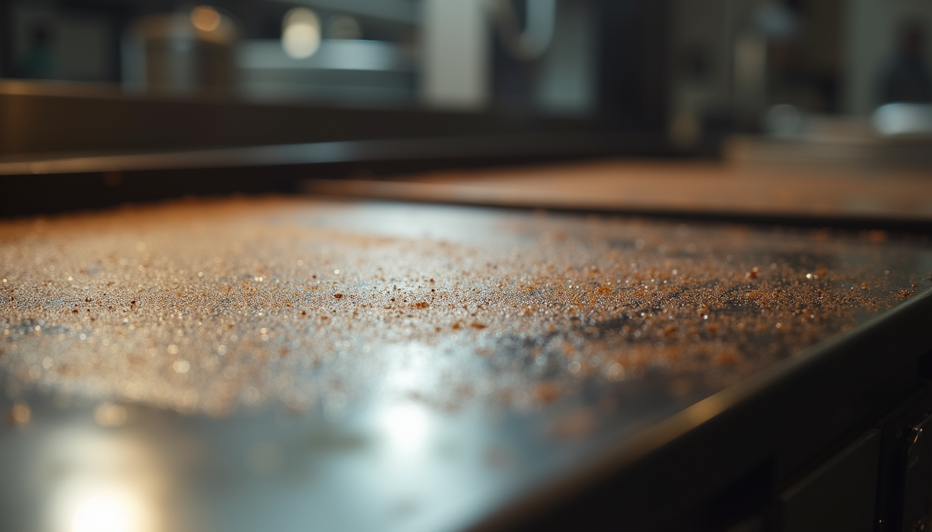 Close-up view of a clean and seasoned griddle surface