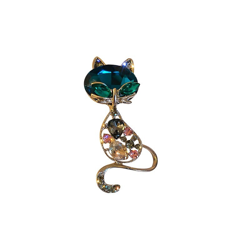 Thumbnail: Trendy Electroplated Fox Brooch with Diamond Inlay
