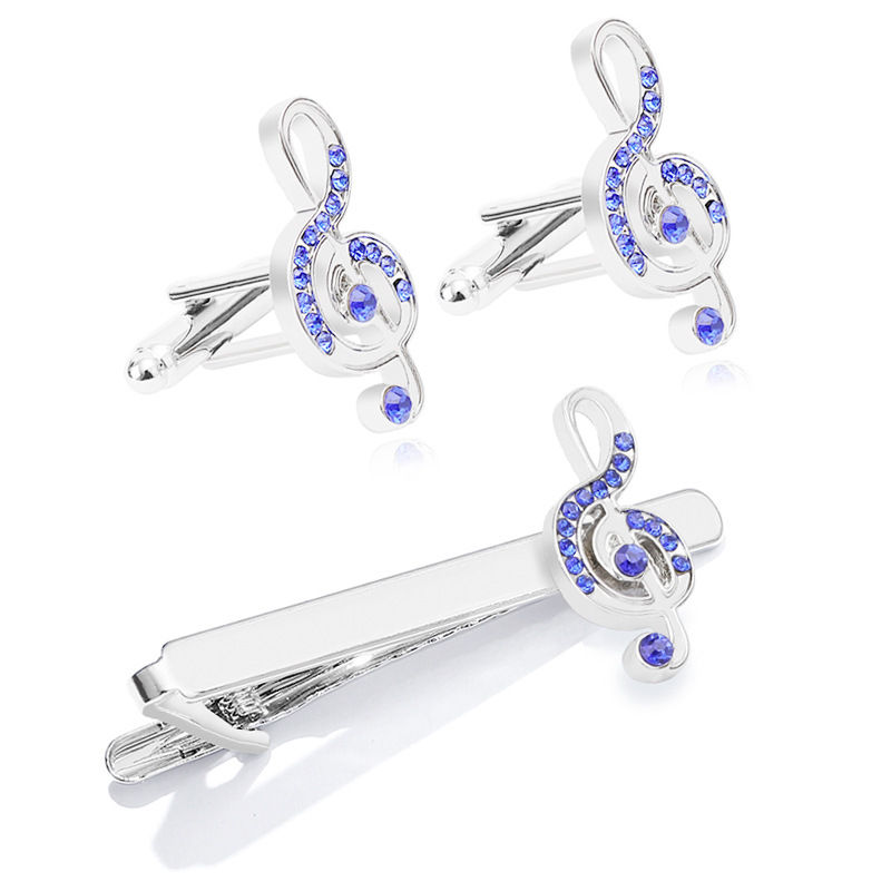 Men's French Business Shirt with Music Note Cufflinks