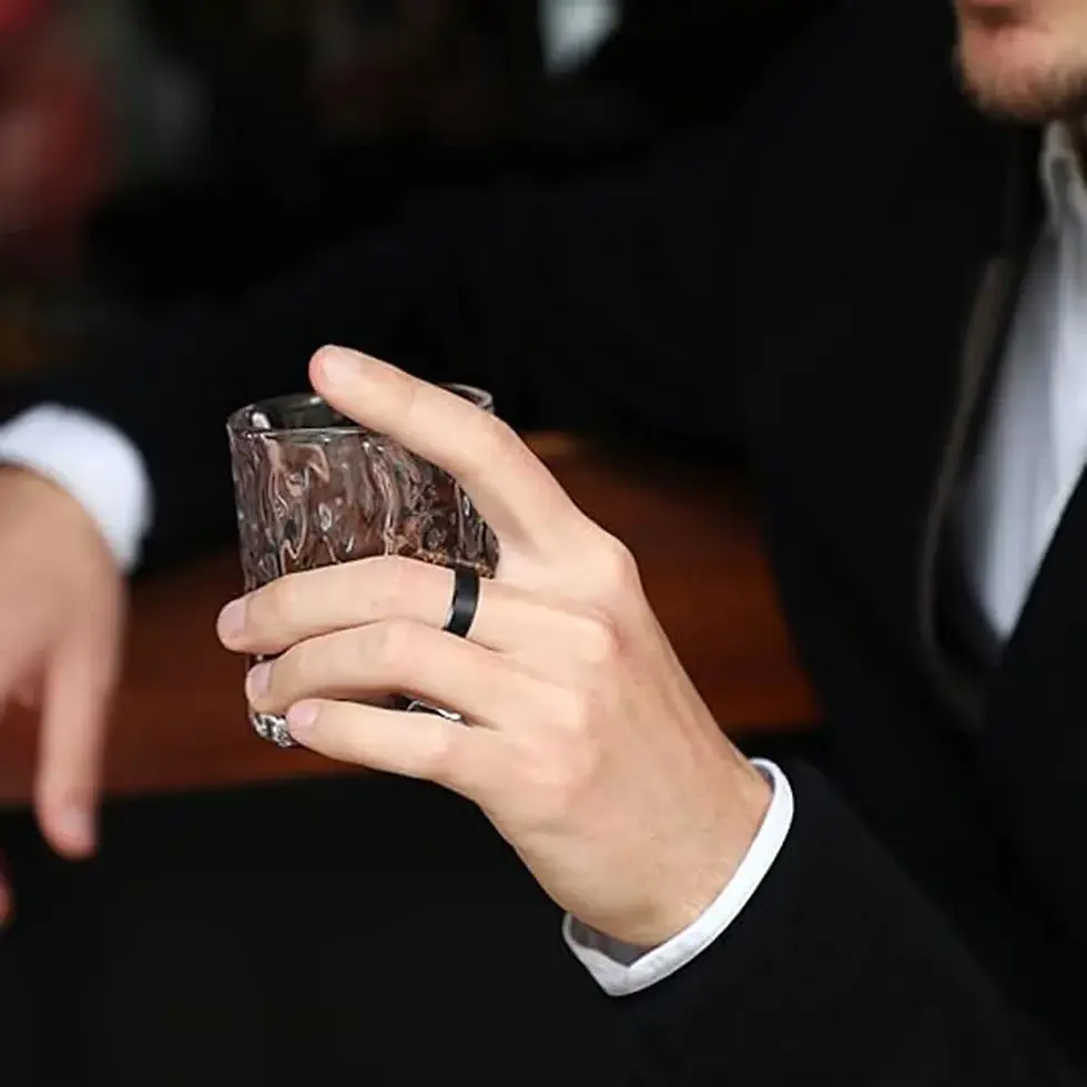 Thumbnail: Stainless Steel Rings for Men, Colors: Black Golden Silvery Color, US Sizes 6-13