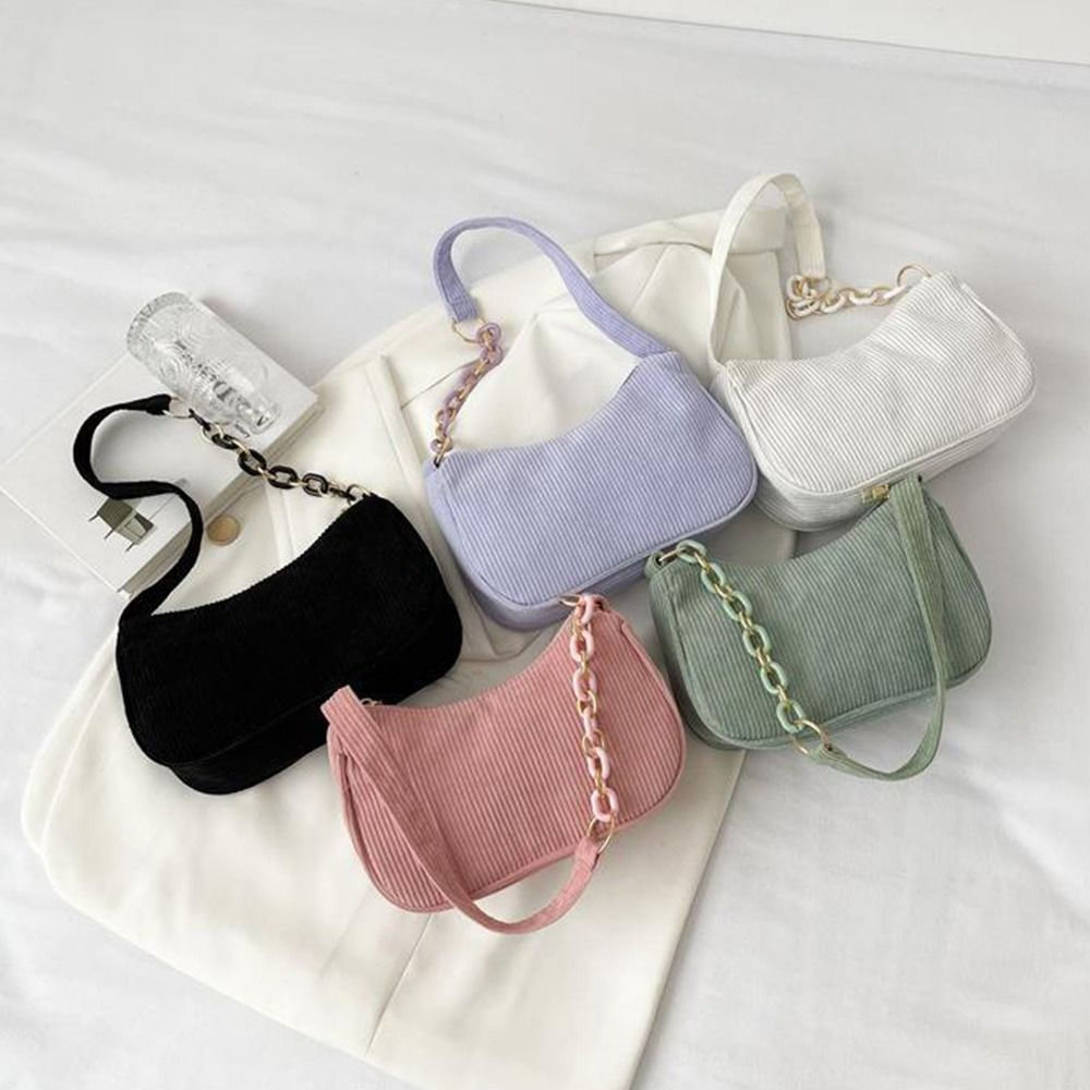 Fashion Vintage Handbags Women Autumn Winter Corduroy Underarm Bag Zipper Shoul