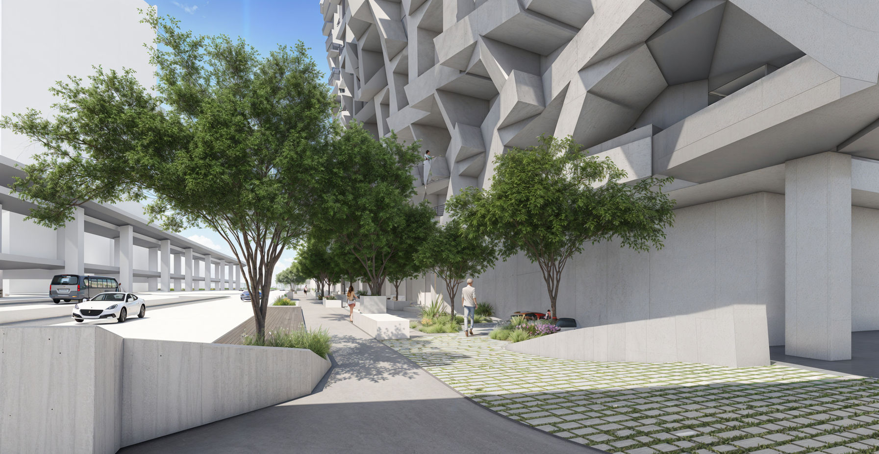 Emphasis Architecture 3D rendering Miami FL modern building street view daylight concept