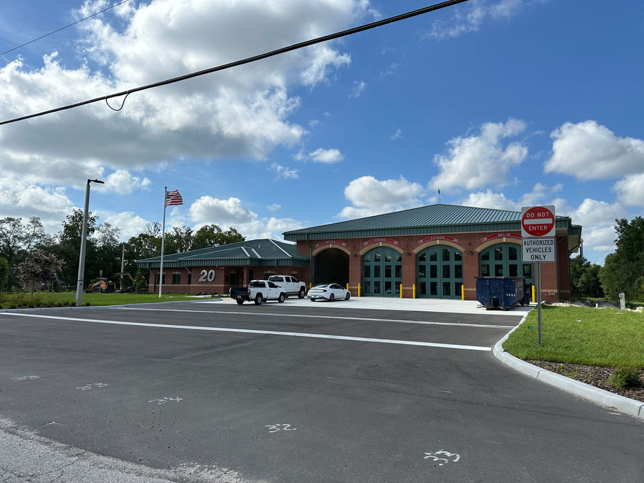 Interior of Hernando County Fire Station #20 with drywall installation in progress. Highlighting the precision and smooth surface preparation of the work.