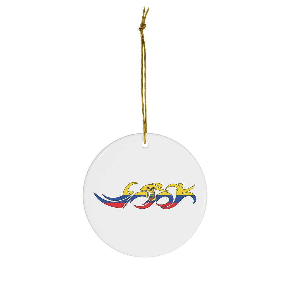 Ecuador Swim Bike Run Triathlon Holiday Christmas Ornament Front View