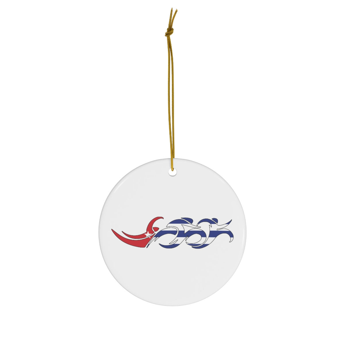 Cuba Swim Bike Run Triathlon Holiday Christmas Ornament Front View