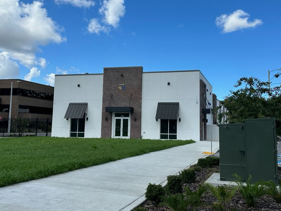 Interior of the Port Tampa Bay Warehouse showcasing metal framing installation. Highlighting the precision and durability of the framework.