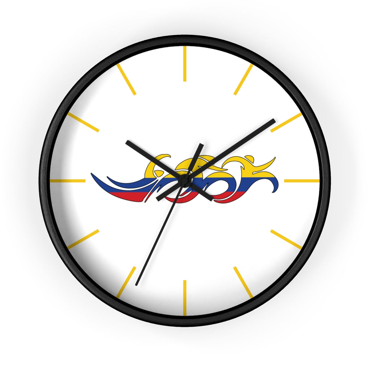 Colombia Swim Bike Run Triathlon Wall Clock Black Front View