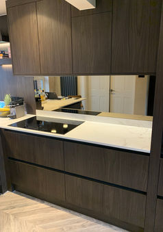 Mirrored kitchen splash backs