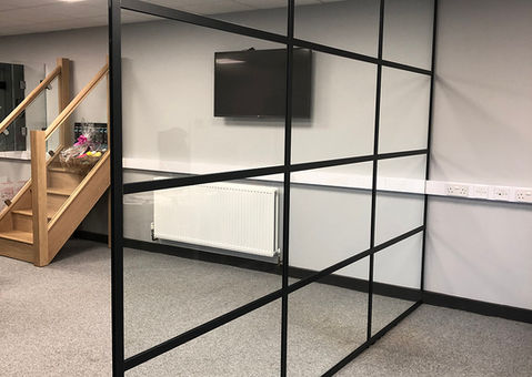 Black framed glass doors and partitions