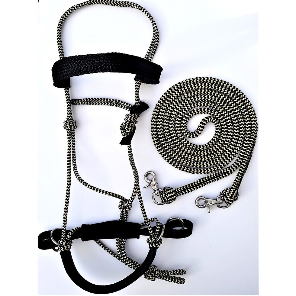 縮圖：LIGHTRIDER DELUXE ROPE  SIDE-PULL bitless bridle black/white option