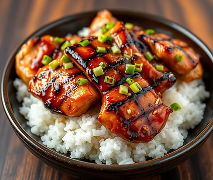 Grilled teriyaki chicken served over steamed rice..jpg