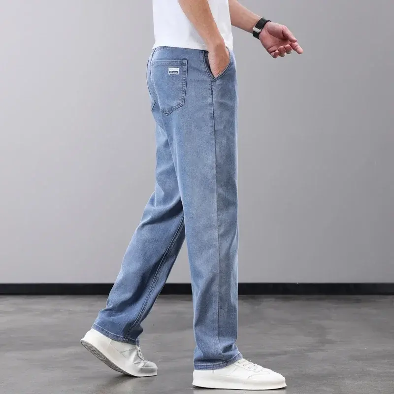 Thumbnail: Men's Jeans Lyocell Fabric Soft Breathable Straight Denim Pants