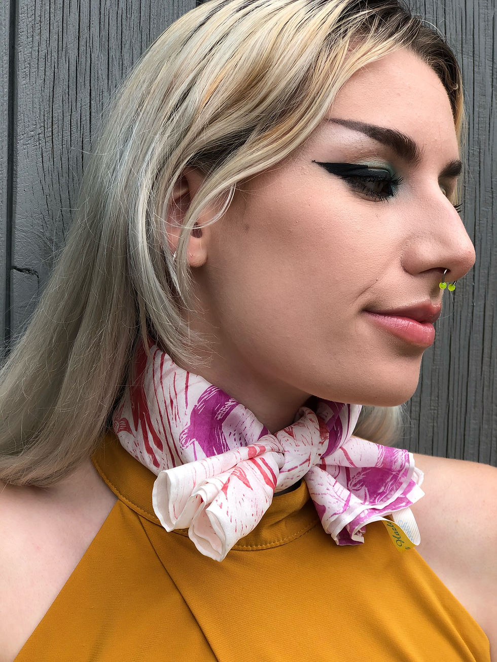 Thumbnail: 'LEAPING HARE' Hand Printed Silk Scarves