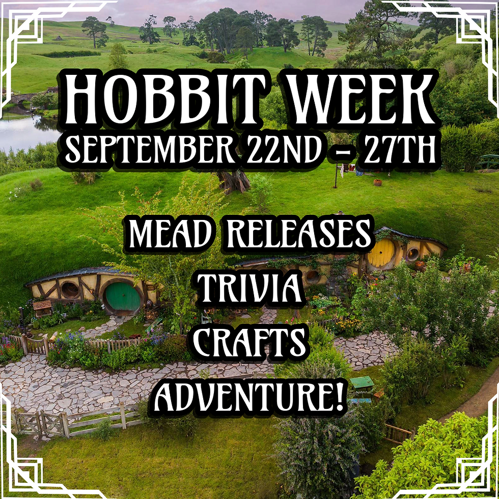 Hobbit Week September 22nd - 27th Mead Releases Trivia Crafts Adventure grassy hills of the shire with three round hobbit doors
