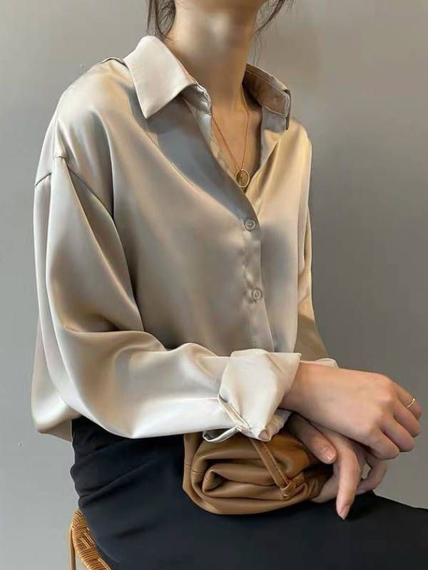 Thumbnail: Autumn Fashion Button Up Shirt Spring Vintage Blouse Women White Lady Long Sleev