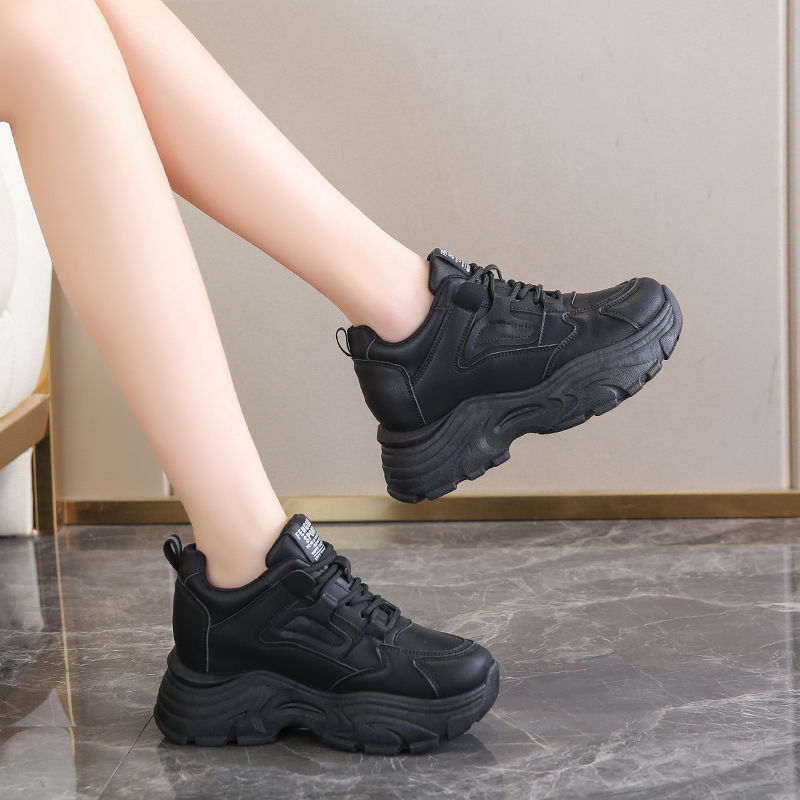 Thumbnail: White Platform Women's Sneakers 2024 Spring Lace-Up Thick Bottom Vulcanize Shoes