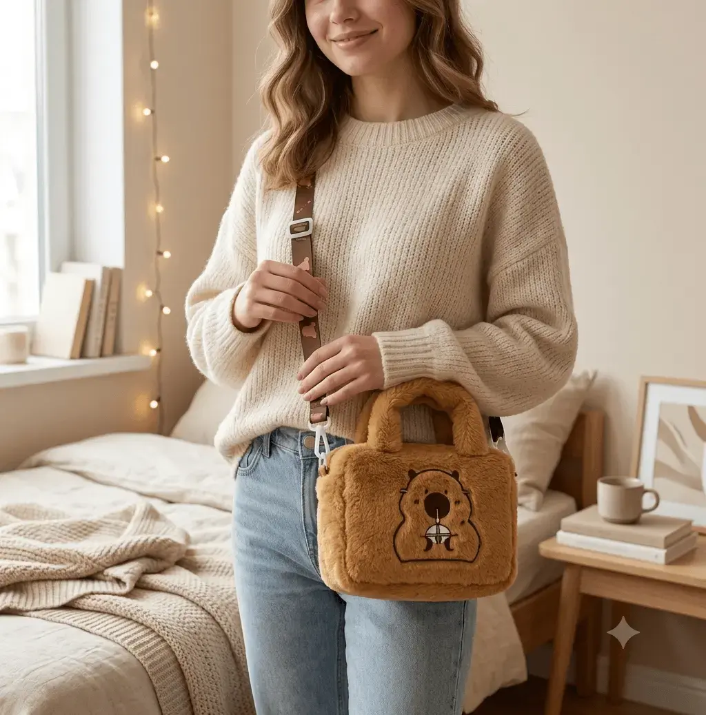 Cocoa Capy Bag™ | Plush Crossbody Handbag