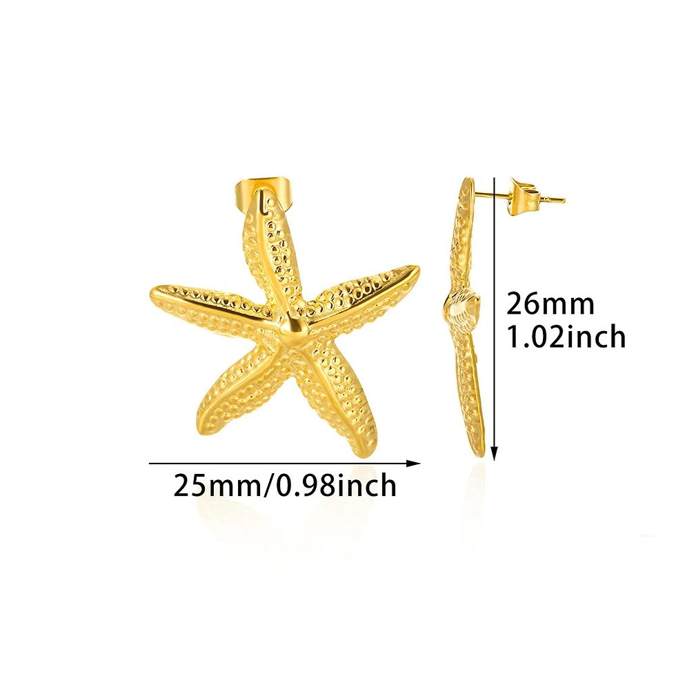 Thumbnail: Vintage Summer Starfish Stainless Steel Stud Earrings For Women Simple Star Shel
