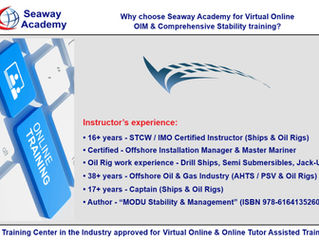 Flag-State approved (online) courses for MODU's are available at SeawayAcademy.com