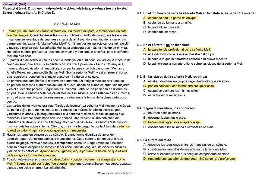 matura pisemna hiszpański 2023 odpowiedzi