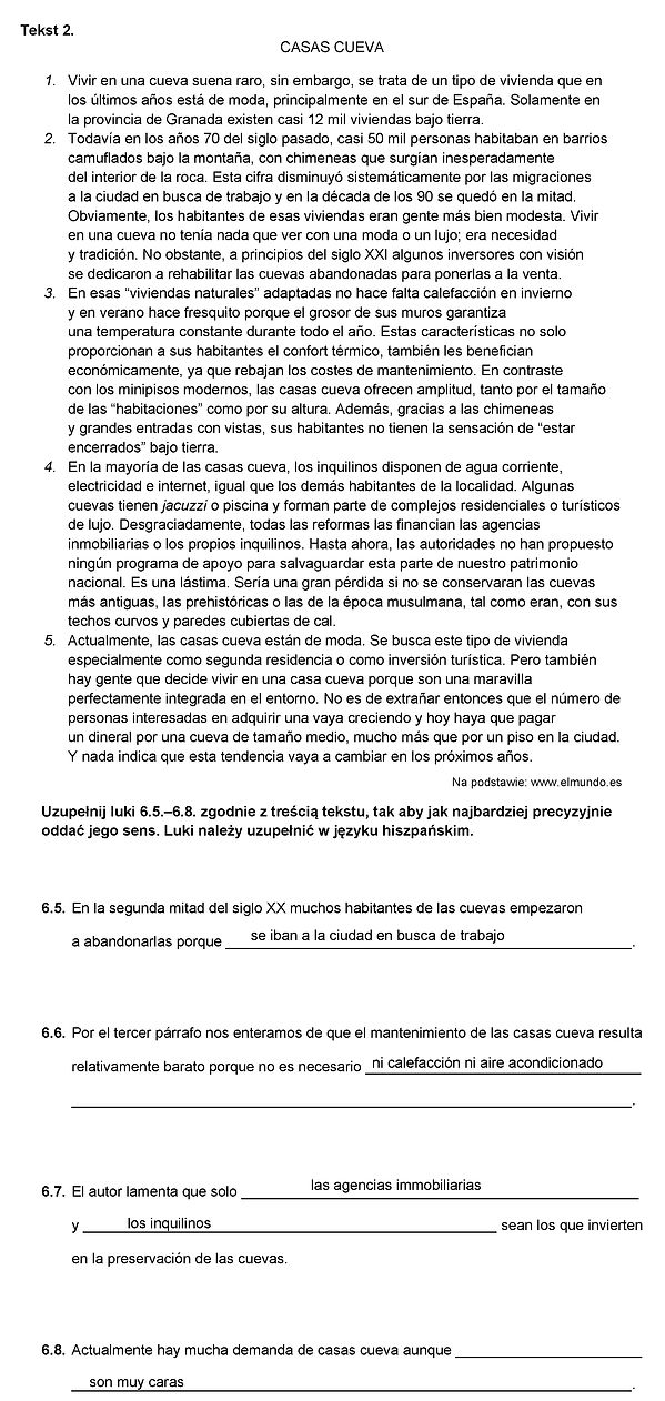 matura rozszerzona z hiszpańskiego 2023 odpowiedzi