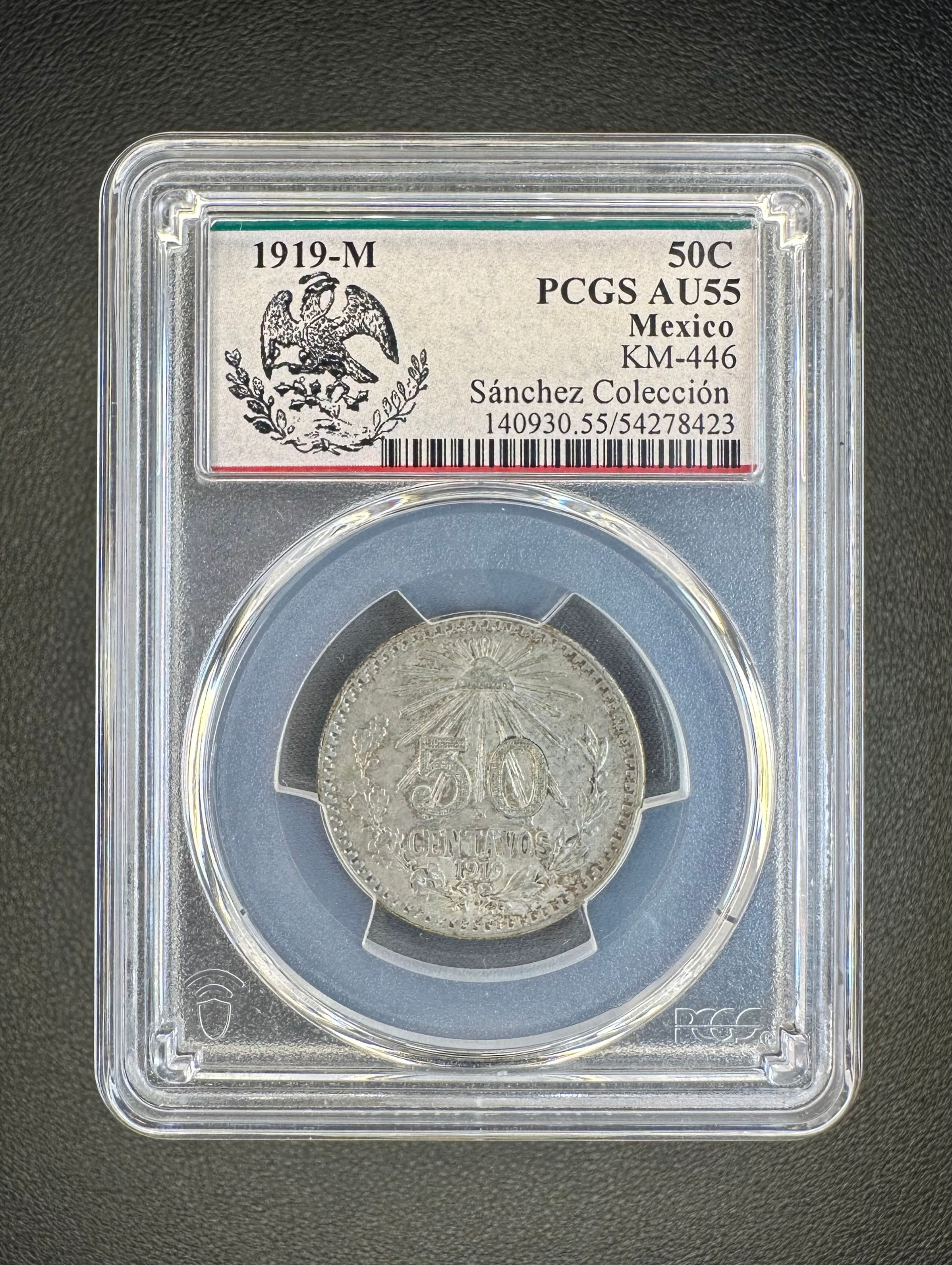 1919-M Mexico Silver 50 Centavos PCGS AU55 (Ex. Sanchez Collection)
