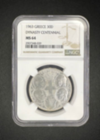1963 Greece Dynasty Centennial Silver 30 Drachmai NGC MS64