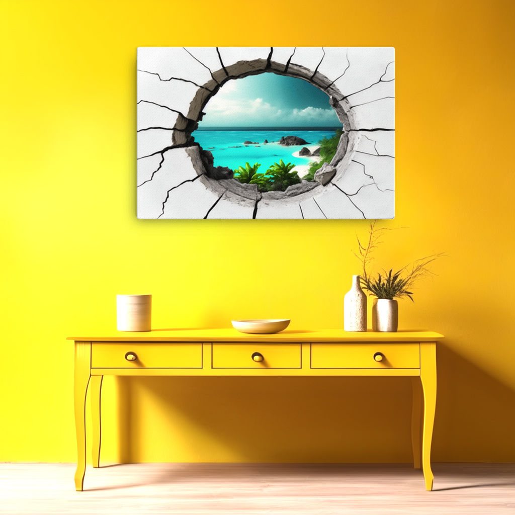Tropical Serenity - Coastal Hole in the Wall Canvas Print (24x36 inches)