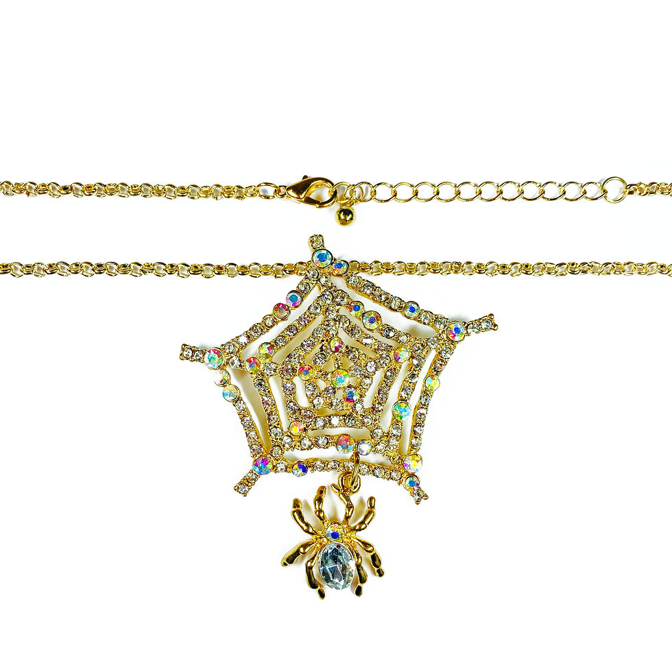 Thumbnail: Gold Plated Spiderweb Necklace