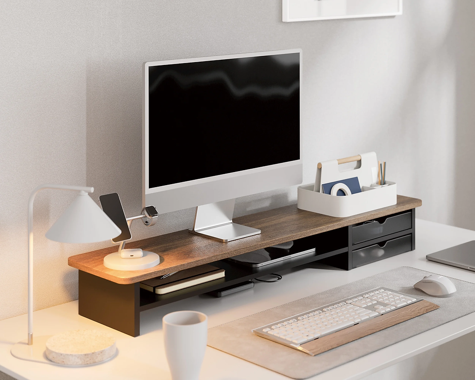 Thumbnail: 42.5" Dual Monitor Stand with Acrylic Drawer - Elevate Your Workspace!