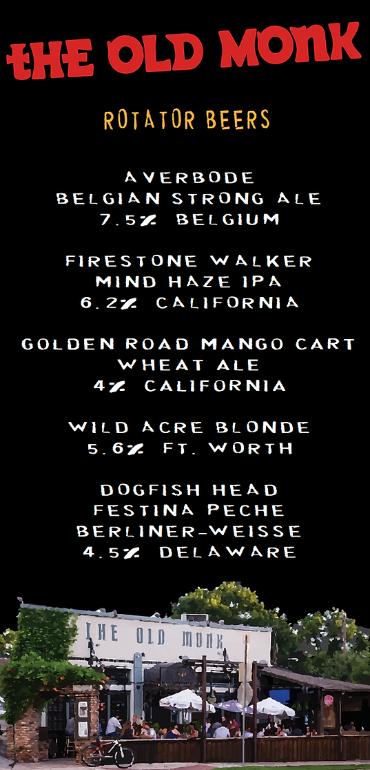 OLD MONK ROTATOR BEER LIST