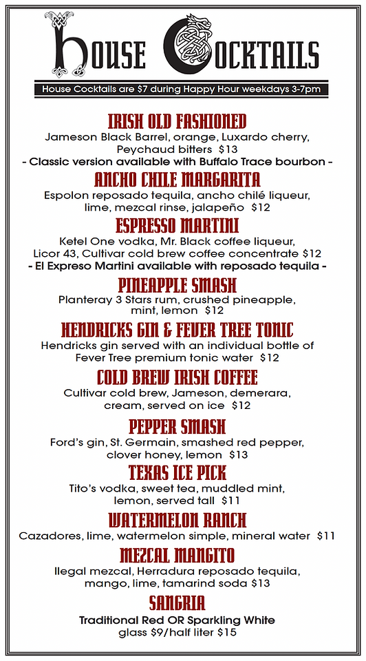 MONK HOUSE COCKTAILS