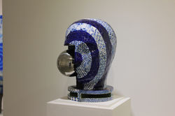 blue head, 22x36x30,ceramic,steel, 2024